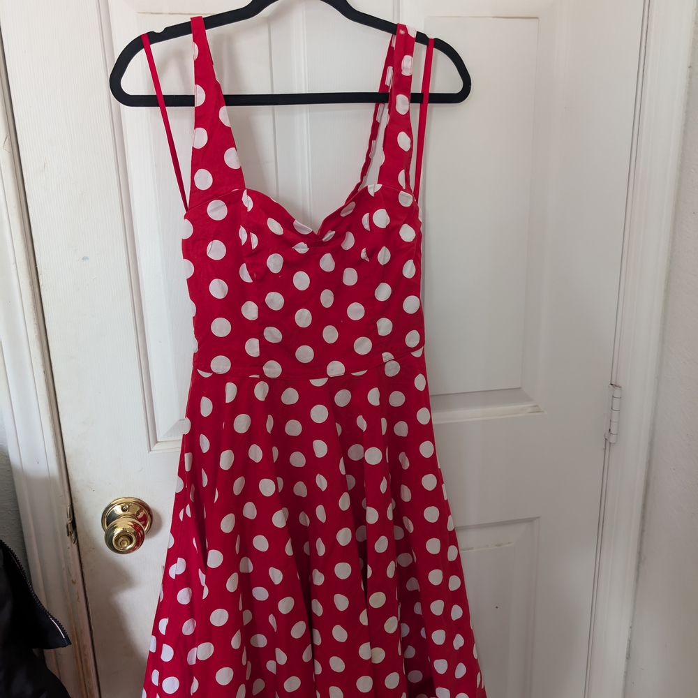 Hell Bunny Vixen Red and White Polka Dot Dress